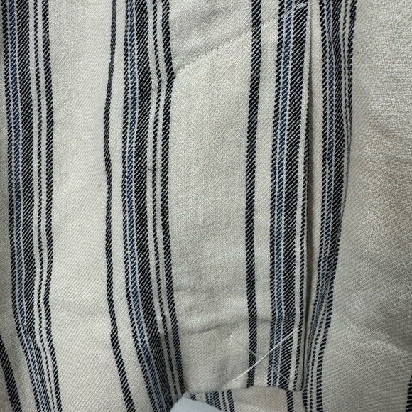 Lauren Ralph Lauren Size 8P Twill Linen Blend Striped Blazer Crest Buttons - Picture 8 of 10